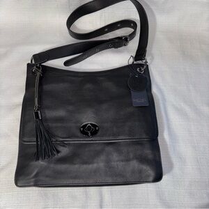 RACHEL Rachel Roy Black Leather Accordion Crossbody Bag